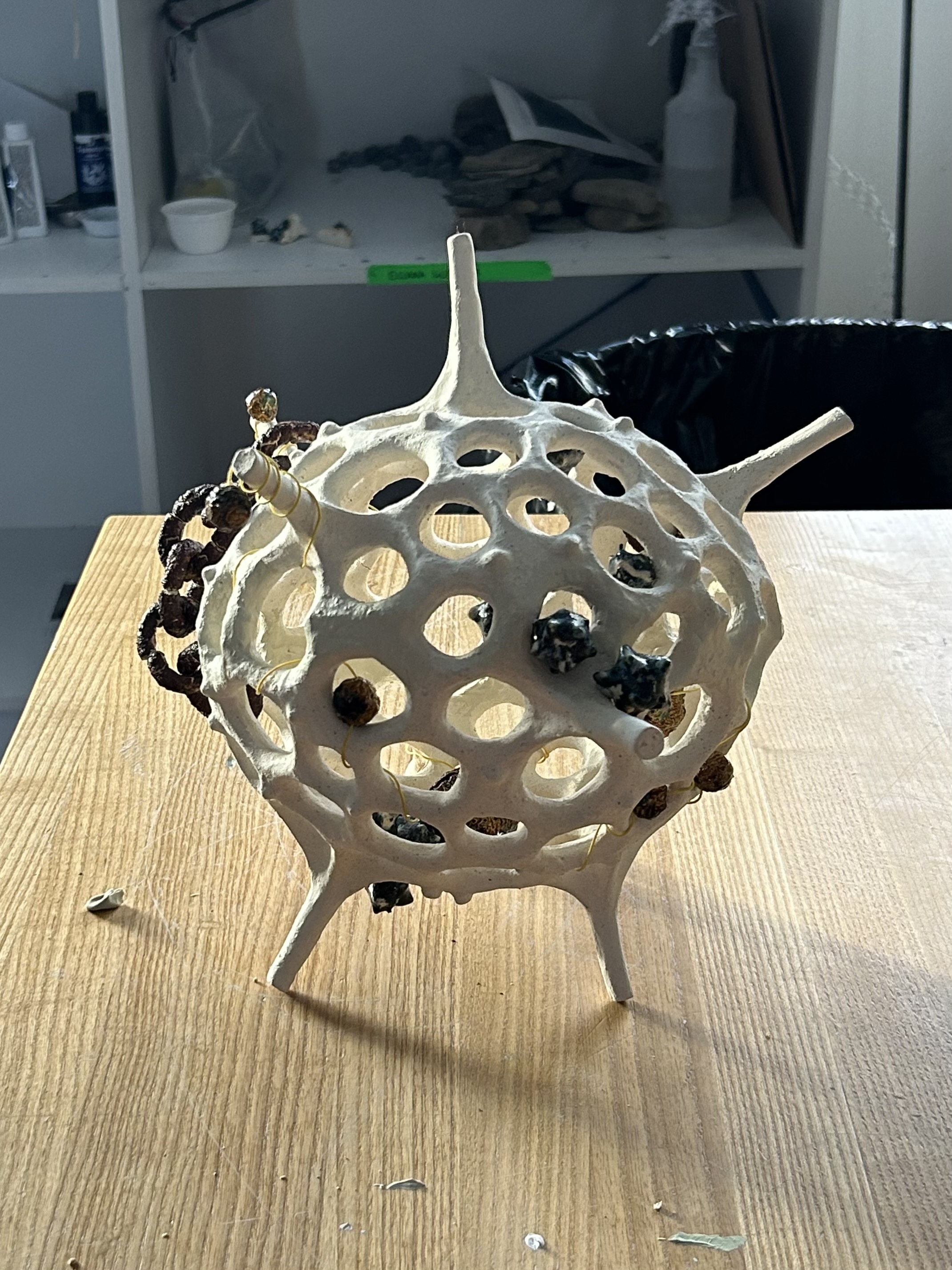 Microcosm, handbuilt ceramic and wire, Fall 2023