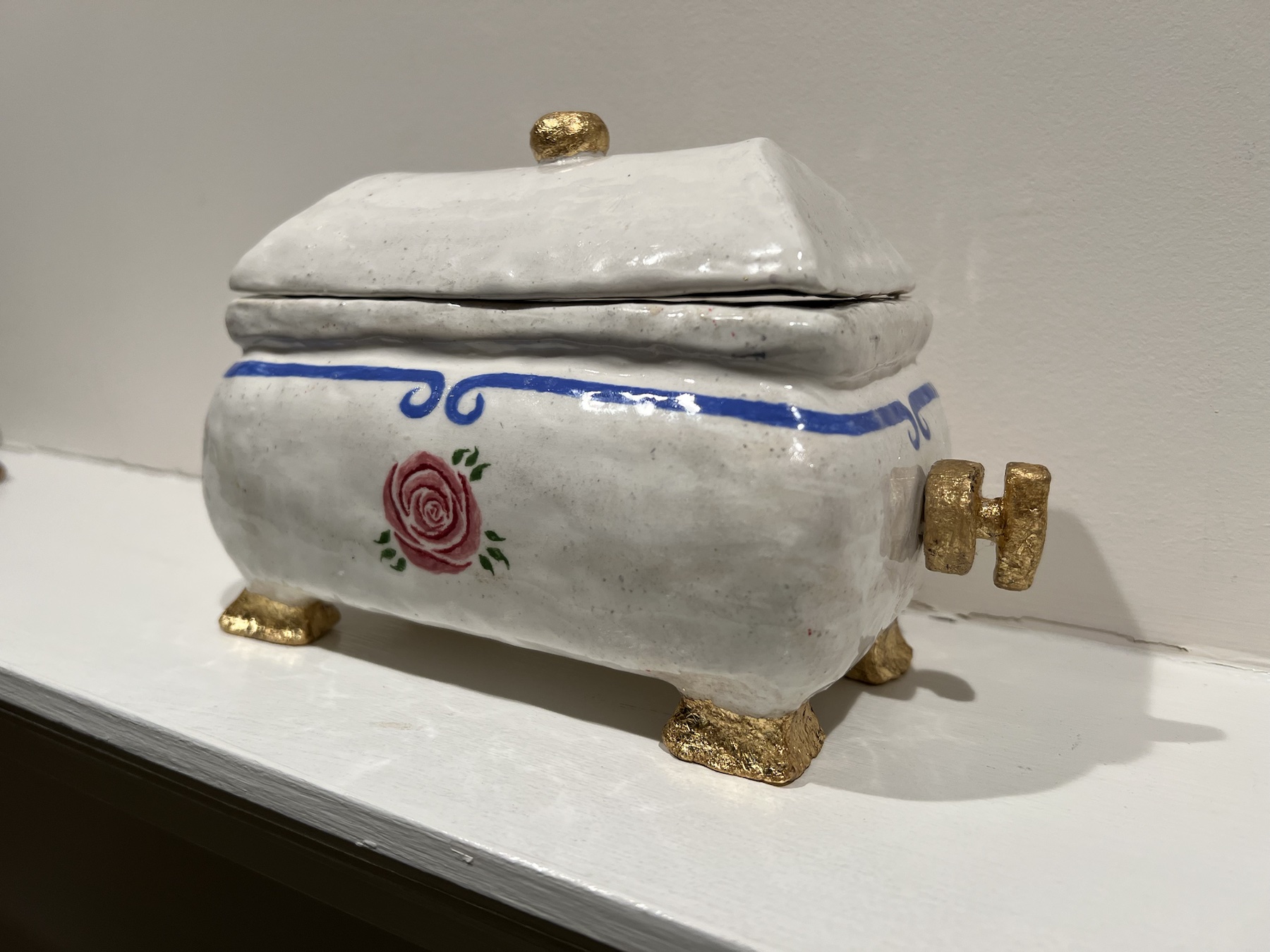 Music Box, glazed ceramic and gold leaf, December 2022