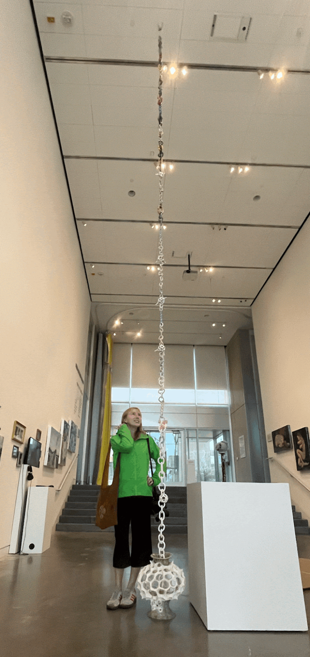Pot suspended from its ceramic chain, Fall 2024